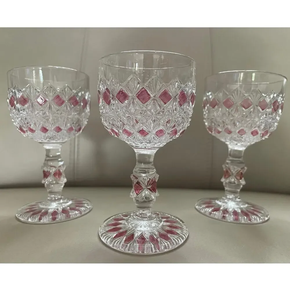 Antique 1890s Rainbow Cordial Set - EAPG King Glass - Set of 5 - Jewel Tones